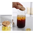 thumbnail image 4 of Tazas de té de burbujas de vidrio transparentes con tapas de bambú y pajitas, botella reutilizable, vaso de viaje, para s, cócteles de . 470ml SM SunniMix Botella para beber, 4 of 8