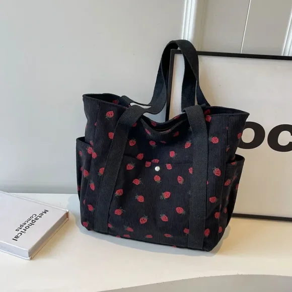 Forest Fresh Corduroy Handbag Sweet and Fashionable Versatile Shoulder Bag Beautiful and Simple Commuter Women's Tote Bag