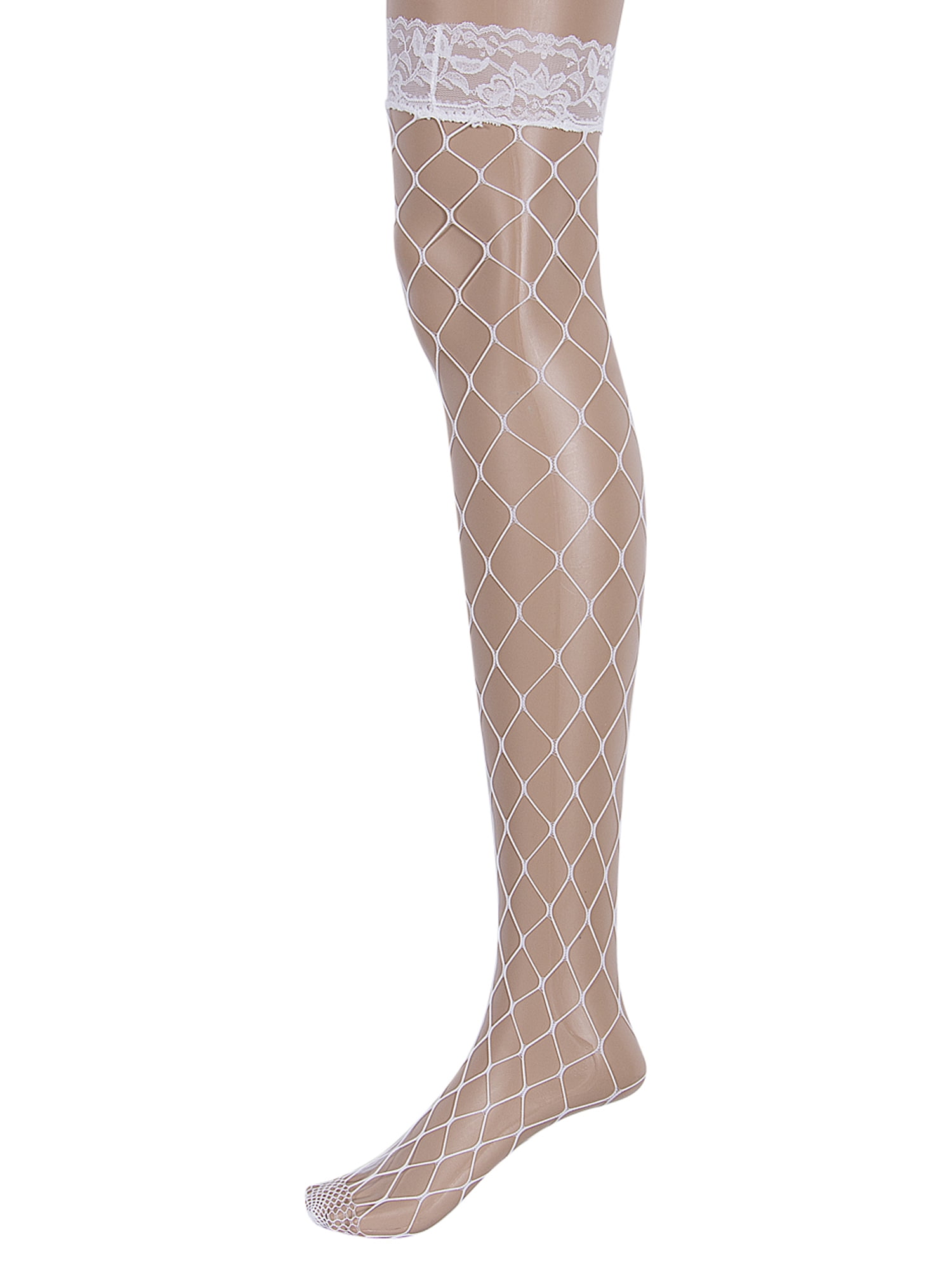 Fishnet Women Lace Fit Non-Slip Mesh Thigh High Stockings Long Socks ...