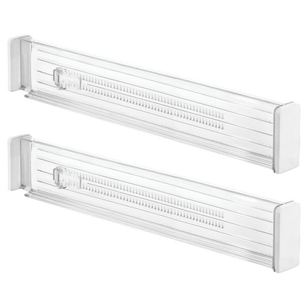 iDesign 2-Pack Plastic Adjustable Cabinet Drawer Dividers, 13.25" L X 2.5" W, Clear
