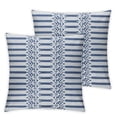 thumbnail image 2 of Acheng Boho Throw Pillow Covers Set of 2, Farmhouse Decorative Pillow Covers for Couch, White and Blue Striped Square Throw Pillow Cases White, 2 of 6