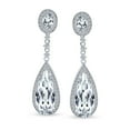 thumbnail image 2 of Bling Jewelry Womens Classic Art Deco CZ Dangle Chandelier Earrings for Bridal Party Prom Silver, 2 of 5
