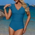 thumbnail image 5 of Awdenio Womens Swimsuits Ruffle Sleeve V Neck Bathing Suit Tummy Control Cutout Monokini Slimming Swimwear, 5 of 9