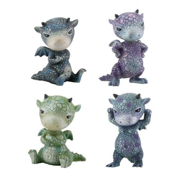 Vicious Surly Sulky and Ornery Baby Dragon Figurines Set of 4 Fantasy Statue New