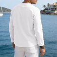 thumbnail image 3 of Men's Cotton Linen V Neck Shirt Casual Long Sleeve Solid Color Summer Beach Tops, S, 3 of 7