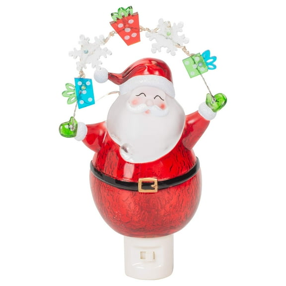 Night Light Santa and Garland 7.75" LED Christmas Light Decor