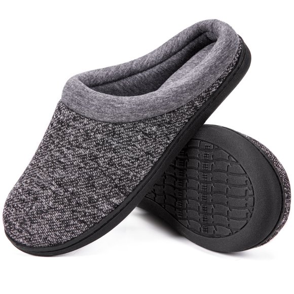 HomeTop Women's Warm Cotton Knit Memory Foam Slippers Soft Yarn House Slippers with Anti Slip Sole