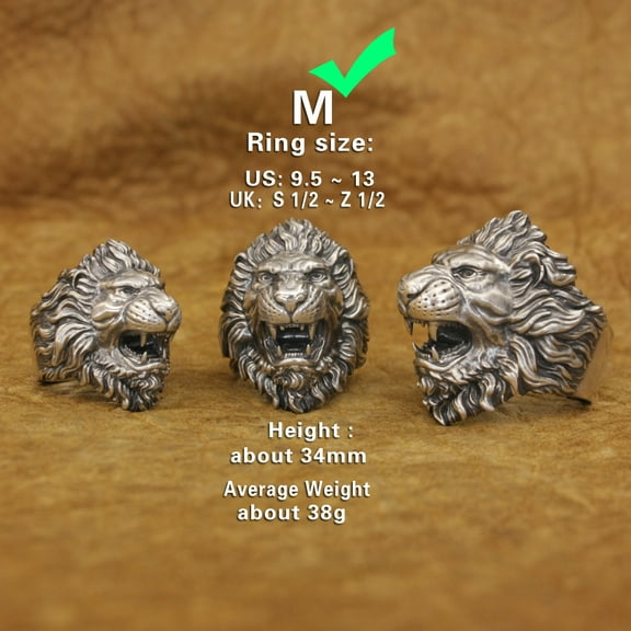 925 Sterling Silver Roaring Lion Ring Biker Punk Jewelry TA385 Middle Model US Size 10