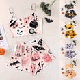 thumbnail image 2 of Kcolen Cute Pajama Sets for Women, Sleeveless Spaghetti Strap Pumpkin Bat Pattern Elastic Bow Shorts Sleepwear Halloween Party Outfit,Yellow,XXL, 2 of 4
