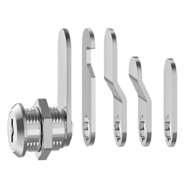 16/30mm Cam Lock Door Drawer Cabinet Mail Box Locker Cupboard with 5 Keys by RANMEI. Made of durable zinc alloy, this cylinder lock is designed for securing filing cabinets, lockers, drawers, tool cabinets, and mailboxes. Compatible with wood, metal, and glass doors, it includes five keys and features a 16/30mm diameter with a recommended hole diameter of 18mm. The package contains one cabinet lock and five keys.