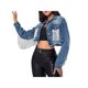 thumbnail image 3 of SAYOO - Abrigo corto para mujer, manga larga/sin mangas con borlas decorativas, chaqueta corta con botones, estilo casual de calle, prendas de vestir exteriores SAYOO  XS S M L, 3 of 6