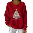 thumbnail image 2 of GuzomFashion Womens Christmas Book Themed Festive Sweatshirt - "All Booked For Christmas" Loose Crewneck Long Sleeve Polyester Spandex Red Plus Size S-XXXXXL,Size L, 2 of 3