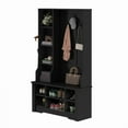 thumbnail image 3 of Uforic 39" Hall Tree with Shoe Storage, Coat Rack with Bench for Entryway Corner Narrow Adjustable Shelf, Black, 3 of 9