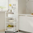 thumbnail image 5 of WEGFTDUOP 4-Tier Plastic & Steel Kitchen Shelf 51" Storage Rack with Wheels for Kitchen Bathroom Living Room, White, 5 of 6