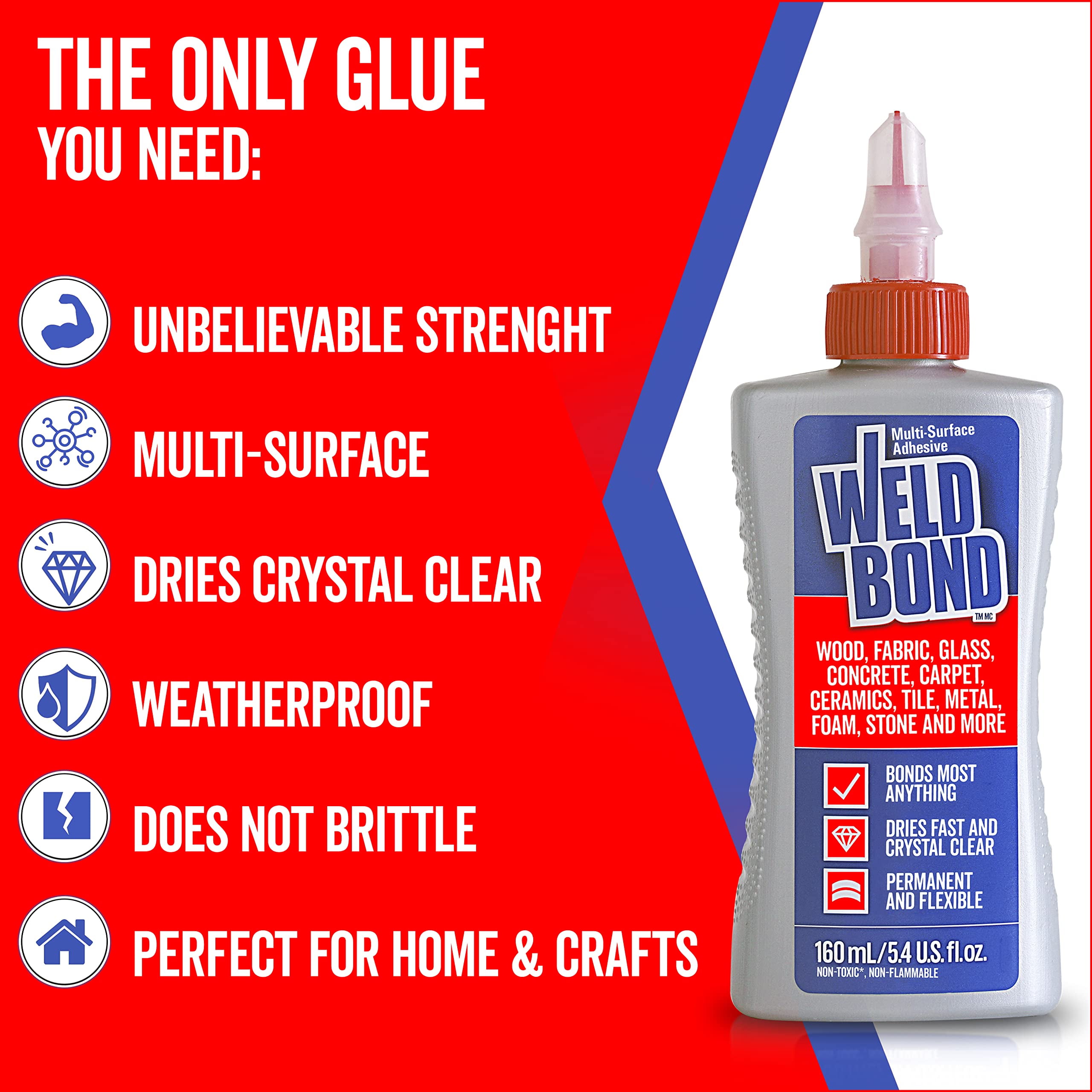 Multi-Surface Non-Toxic Adhesive Glue. Bonds Most Anything ! Glue Gallon for Wood Glue or Crafts Fabric Glass Mosaic Carpet Ceramic Tile Cement Metal Stone & More. ​101 oz - 3L - 2Pack