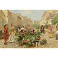 thumbnail image 2 of Louis Marie De Schryver 14x11 Black Ornate Wood Framed Double Matted Museum Art Print Titled: A Market in the 18th Century (1900), 2 of 5