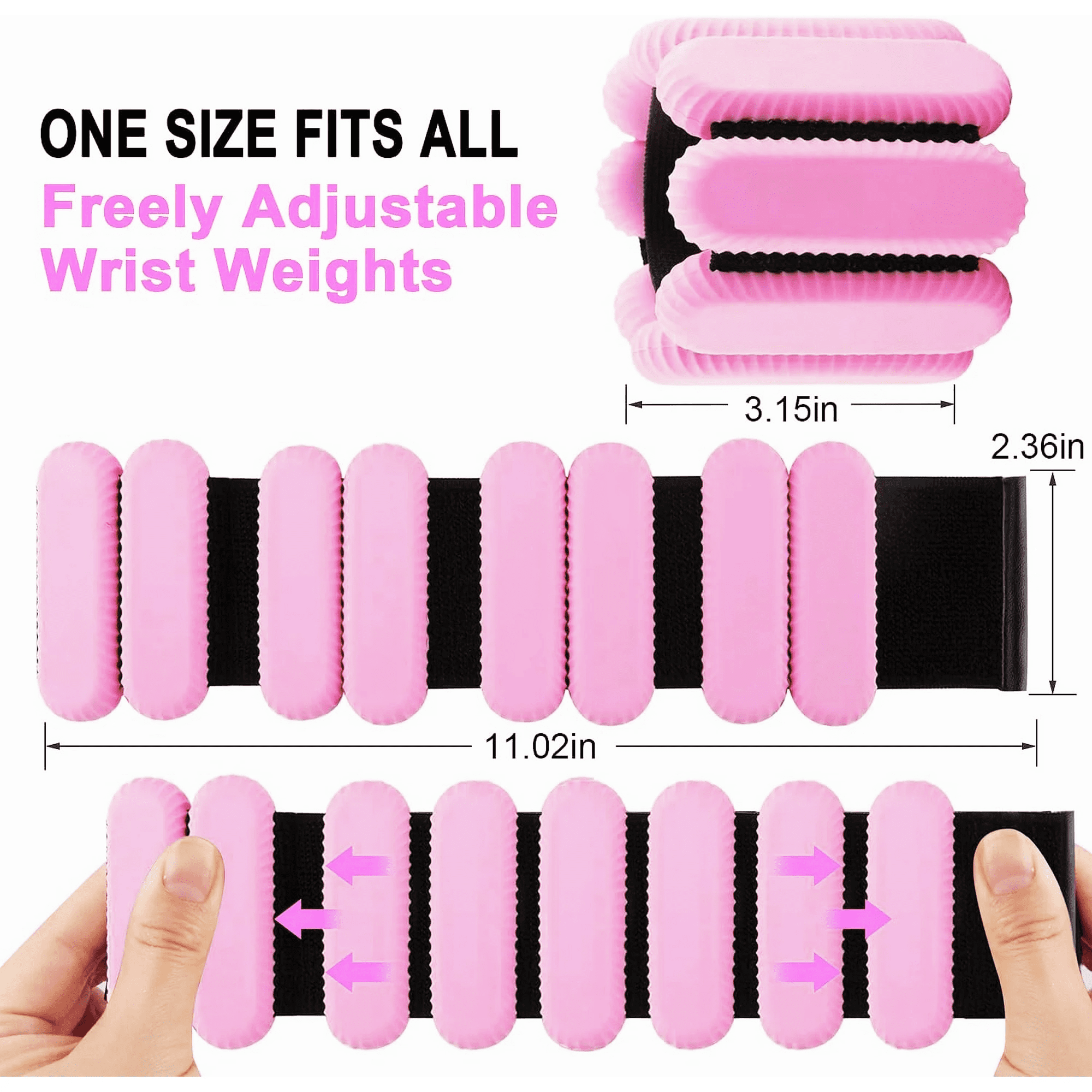 Pilates Wrist & Ankle Weights for Women, Wearable Strong Arm & Leg Weights Set of 2(1Lbs Each), Adjustable Ankle Weights for Walking, Yoga, Dance, Barre,Gym