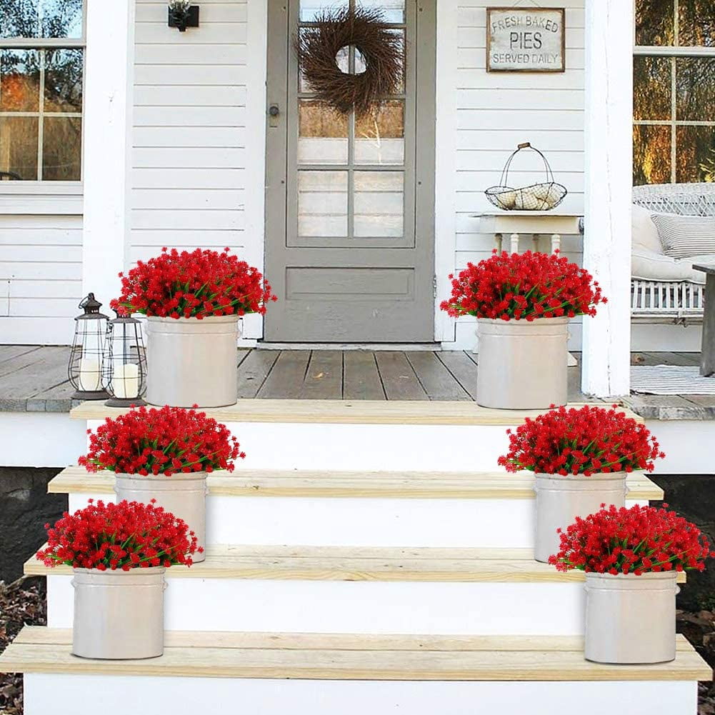 24 Bundles Artificial Flowers Lotus Outdoor Fake Flowers for Decoration UV Resistant No Fade Faux Plastic Plants Garden Porch Window Box Décor (Orchid)