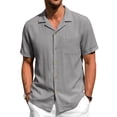 thumbnail image 3 of GENTS BLISS Men Linen Shirts Casual Short Sleeve Button Down Shirts for Men Beach Tops with Pocket, 3 of 13