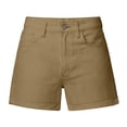 thumbnail image 6 of VBVC Women's High Waisted Slim Chino Shorts , Stretchy Rolled Hem Shorts For Women , Ladies' Solid Color Work Bermuda Shorts with Pockets,Coffee,S-2XL, 6 of 6