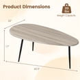 thumbnail image 3 of Costway Oval Coffee Table, Mid Century Center Table with Sturdy Metal Construction for Home Gray, 3 of 10