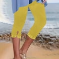 thumbnail image 2 of VISALY Capri Leggings for Women, Beach Vacation Clothes for Women, Women's Casual Seaside Rhinestone Tights Yoga Cropped Pants Women's , Yoga Pants Women, 1 Pack Capris for Women, Yellow, S, 2 of 8