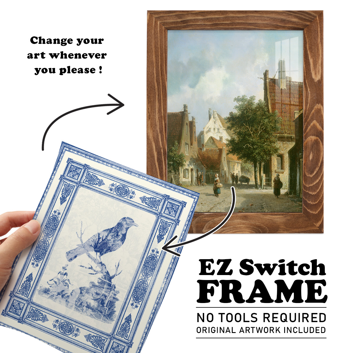 Toile de Jouy I -Framed Print w/glass-Walnut