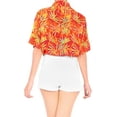 thumbnail image 2 of LA LEELA Women's Button Down Summer Beach Party Blouses Shirt Hawaiian TShirts Short Sleeve Vacation Tops Shirts Blouses for Women L Fall Leaves, Orange, 2 of 4