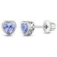 thumbnail image 1 of 925 Sterling Silver Simulated Alexandrite Birthstone Heart Screw Back Earrings, 1 of 6