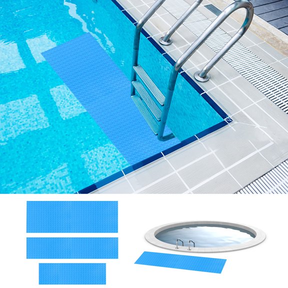 Swimming Pool Ladder Mat Pad with Non-Slip Texture, Blue Protective Step Cushion for Above Ground Pool Liner Protection