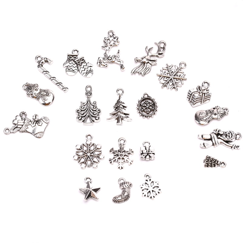 19Pcs Tibetan Silver Mix Style Christmas Charms Pendant Jewelry Making CrafZCS2 