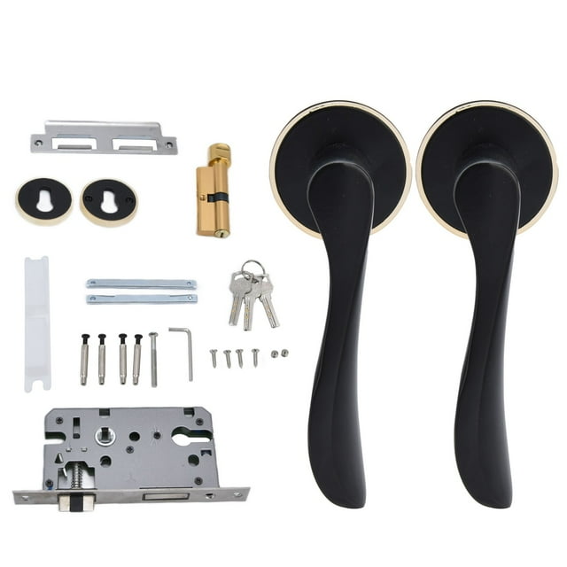 Cerradura de puerta silenciosa tipo split, estilo europeo, manija de puerta interior para dormitorio y baño, color negro