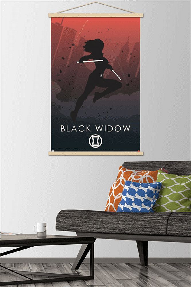 Marvel Heroic Silhouette - Black Widow Wall Poster with Wooden Magnetic Frame, 22.375" x 34"