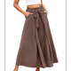 thumbnail image 1 of Pantalones de Playa Casuales, Holgados, Estilo Palazzo, de Cintura Alta y Abertura para Mujer, Estilo Bohemio, con Bolsillos para Verano. Marrón XL, 1 of 10
