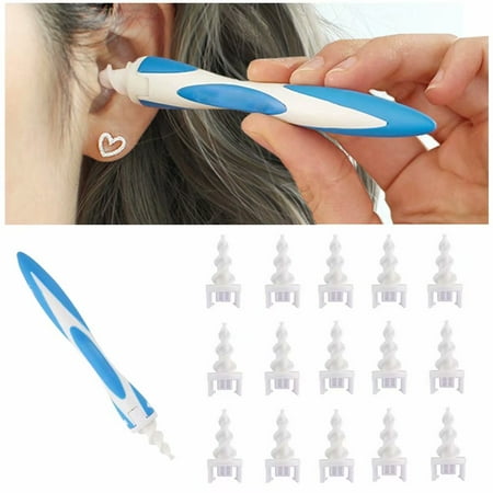 Earwax Remover Ear Wax Removal Tool Kit Kids Ear Pick Soft Safe Flexible Ear Cleaning Accessories with 16 PCS Washable Spiral