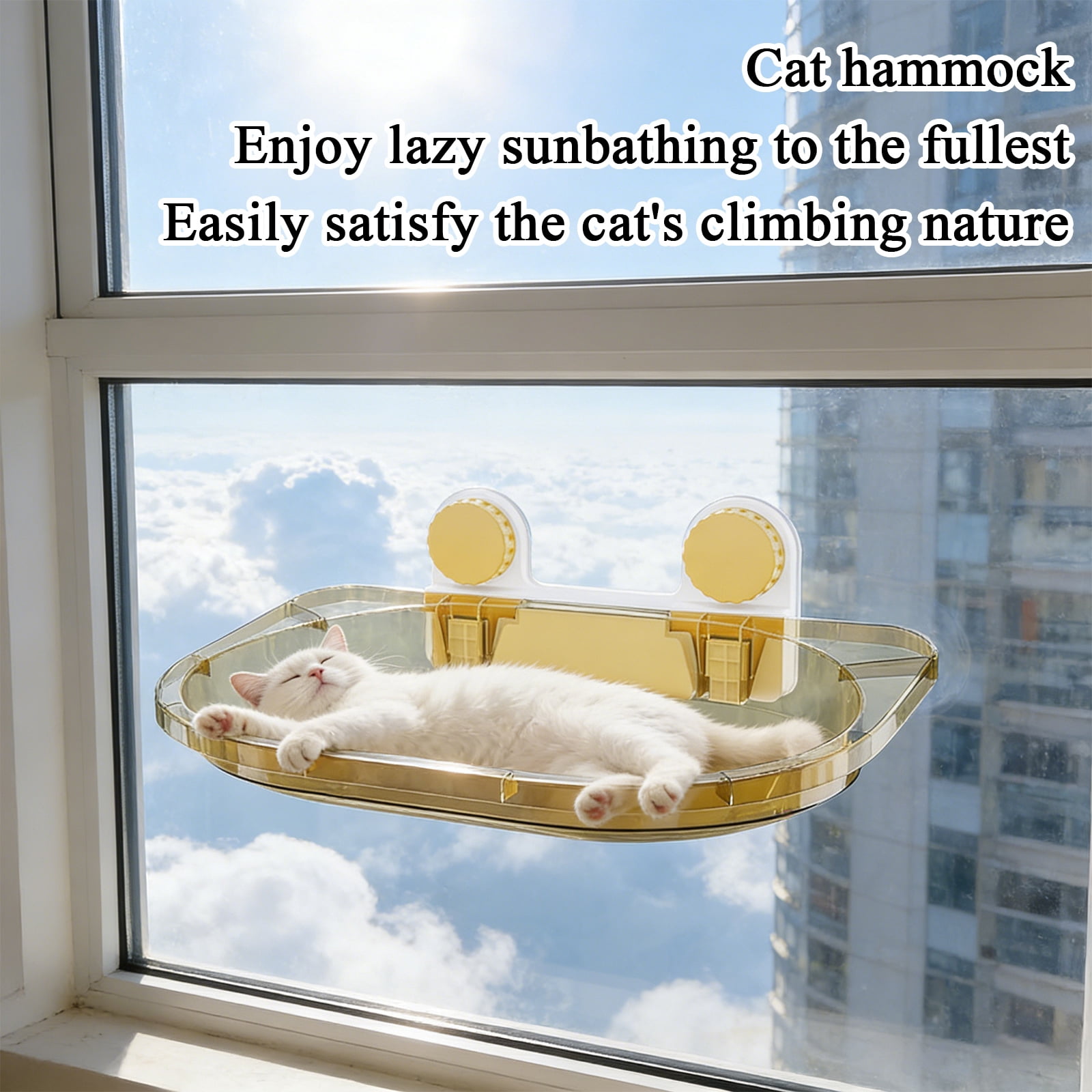 Cat Window Hammock, Cat Bed for Window, Cat Window Perch, Window Cat Perch, Cat Beds for Indoor Cats, Window Cups, 22X12 In, Amber Finish, 1 Pc