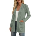 thumbnail image 4 of CQONEPT Women's Lightweight Open Front Cardigan Casual Long Sleeve Loose Fit Solid Color Long Cardigans with Pockets Army Green L, 4 of 5