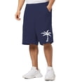 thumbnail image 2 of Beach Shorts for Men 2026 Summer Coconut Tree Printed Elastic Waist Straight Leg Loose Knee Length Shorts with Pockets, 2 of 4