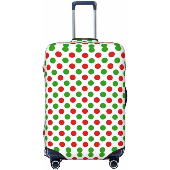 Red Green Polka Dots Luggage Cover, Premium Washable Suitcase Protector With Secure Zipper & Buckle Closure, Fits 18-32 Inch Travel Luggage Small