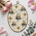 thumbnail image 7 of Canvas Wall Art Steamship Nautical Map Sailing Ships Compass Rose Vintage Maps Ocean Oval Framed Canvas Prints Vintage Wall Hanging Decor for Home Decorations 8.6"x11.4", 7 of 7