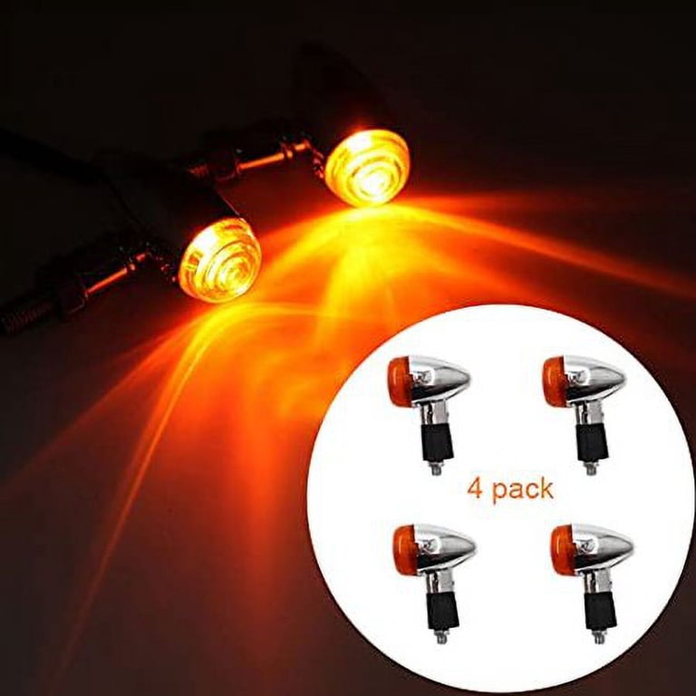 4-Pack Amber Turn Signal Blinker Lights – Chrome Bullet Style For Honda Kawasaki Suzuki Yamaha