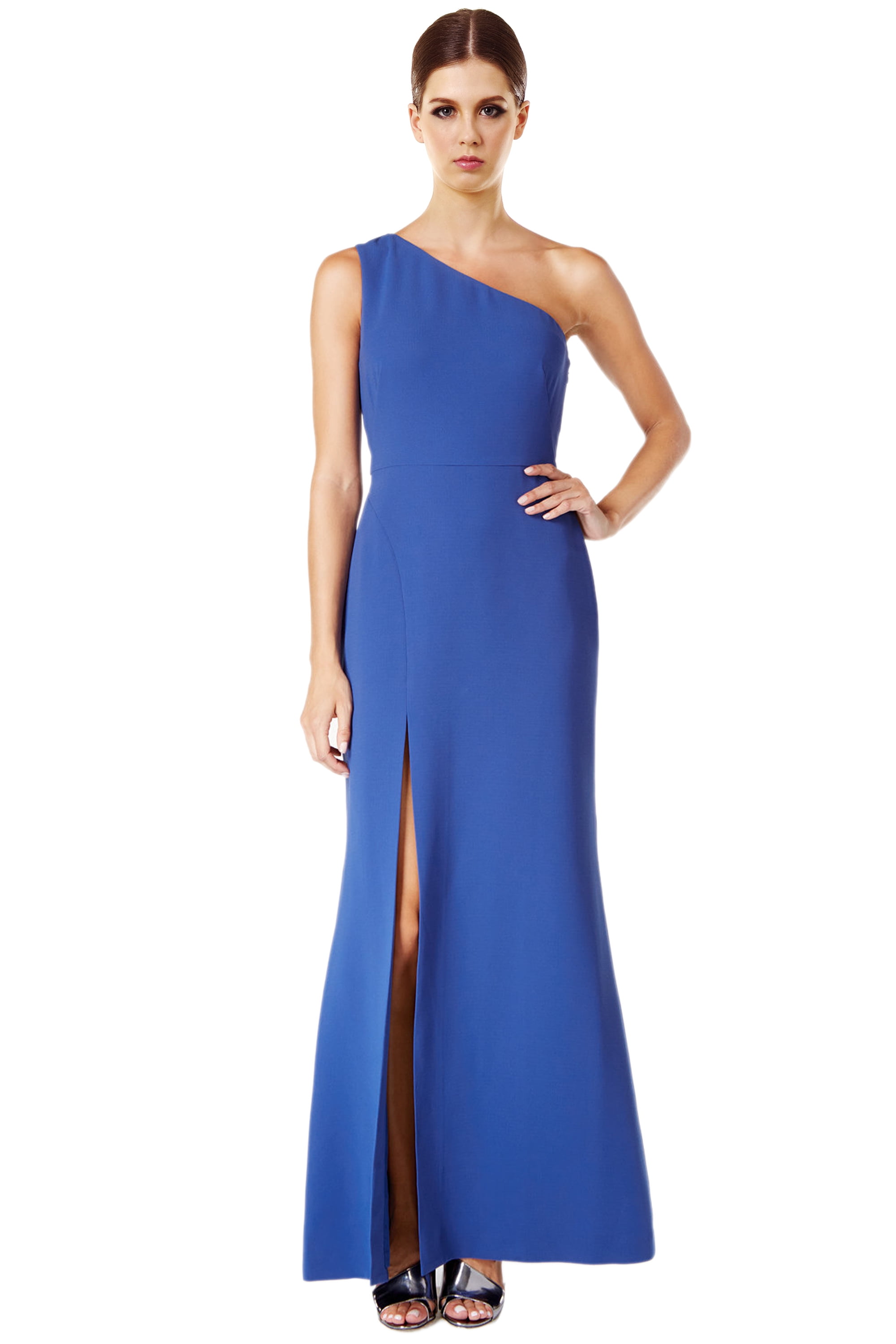 Calvin Klein Calvin Klein One Shoulder Side Slit Long Gown Dress