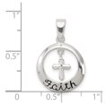 thumbnail image 2 of 925 Sterling Silver Solid Polished Oxidized Faith With Cross Pendant Necklace 23x16mm Wide Pendant for Women, 2 of 2