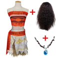 thumbnail image 3 of Disfraz de princesa Vaiana Moana para niños, disfraz de adulto, collar, peluca, fiesta de Halloween, Moana, 3 of 5