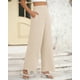 thumbnail image 5 of Pantalones de pierna ancha BTFBM para mujer, elásticos, cintura alta, color Palazzo Beige, 5 of 9