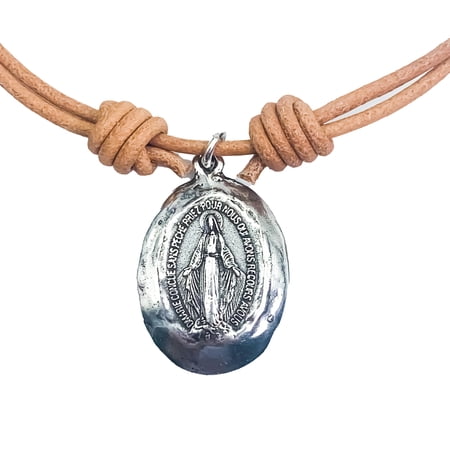 Silver-Plated Miraculous Medal Cord Necklace 18-inch