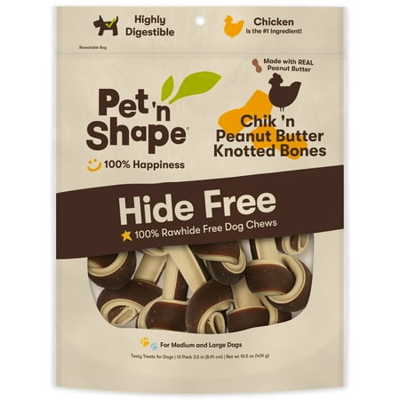 UPC: 0032657301100 | Pet n Shape Hide Free Knot Bones with Peanut Butter 6 Count 9.28 oz – Rawhide Free Dog Treats – No Hide Alternative Chew Treat for All Life Stages 0