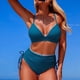 thumbnail image 5 of Trajes de baño Amzcrzy Tankini para mujer, bikini de control de abdomen, bikini de moda, color sólido, flor, tirantes, conjunto de dos piezas, traje de baño dividido, azul cielo, M, 5 of 6