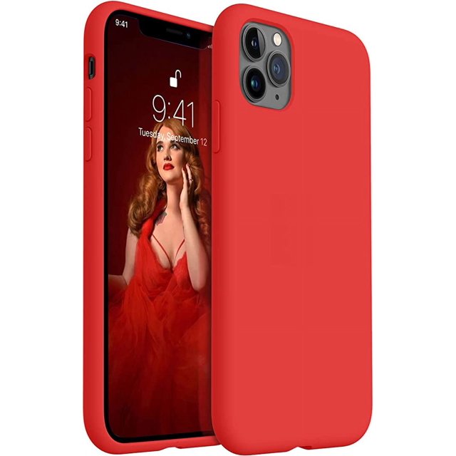 Entronix Funda de Silicona para iPhone 11 Pro, Suave Al Tacto, Antiarañazos y Antigolpes, Color Rojo