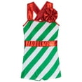 thumbnail image 5 of YiZYiF Girls Boys Christmas Santa Candy Costume Stripes Dance Leotard Biketard Gymnastics Bodysuit Green 4, 5 of 7